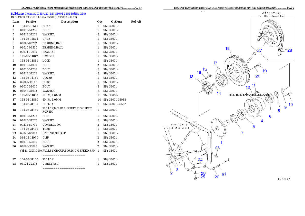 Protected: D85A-21 S/N 35001-36533 Partsbook