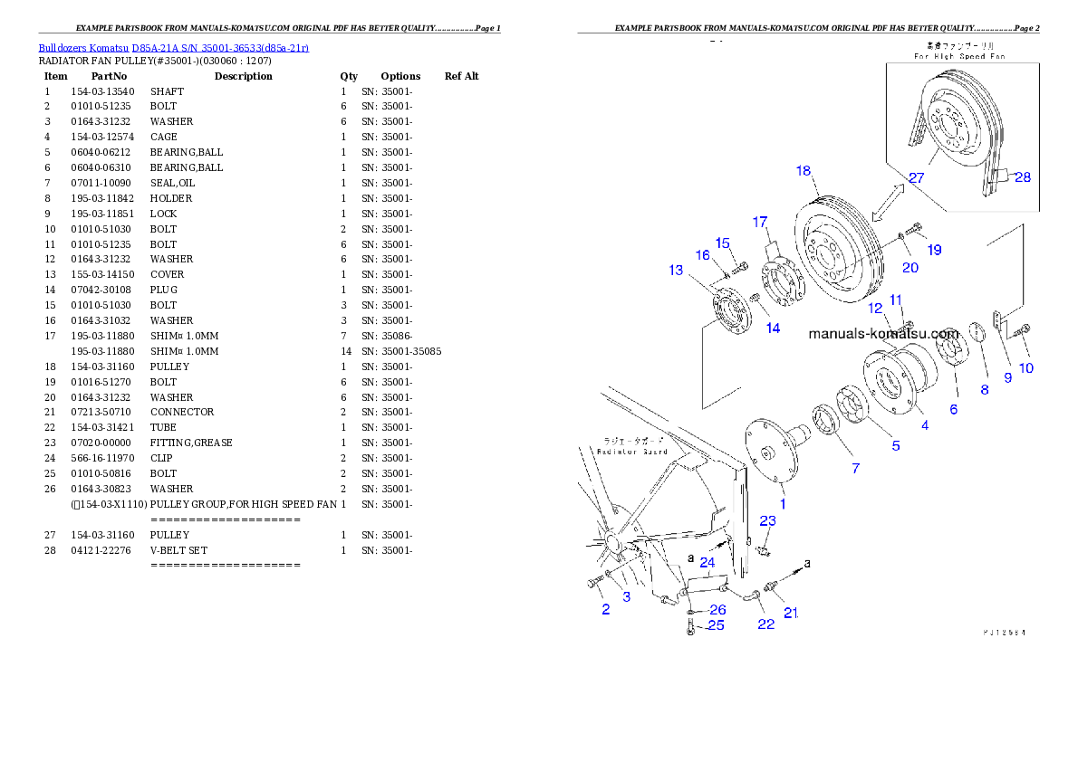 Protected: D85A-21A S/N 35001-36533 Partsbook