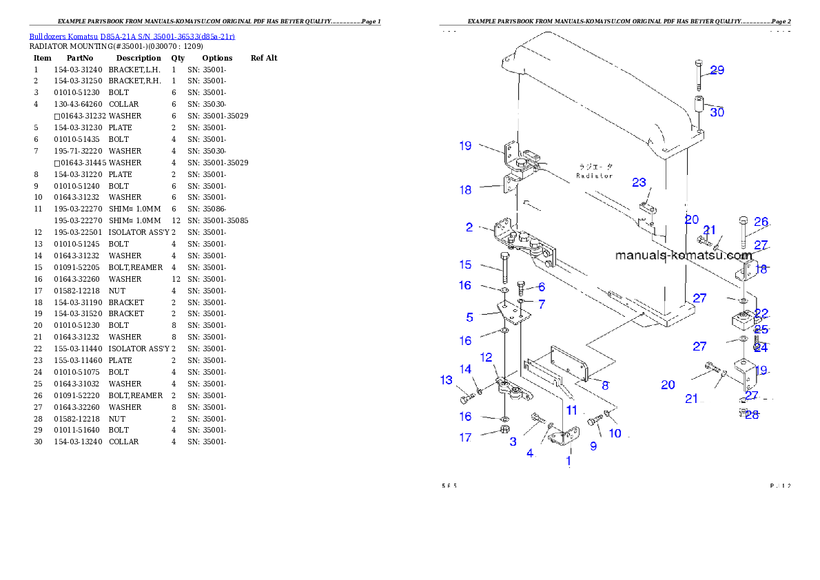 Protected: D85A-21A S/N 35001-36533 Partsbook