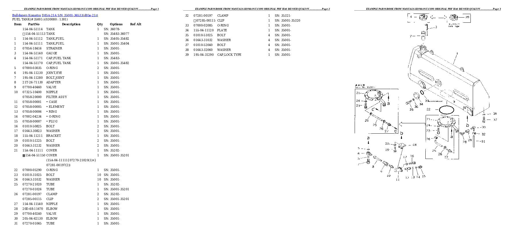 Protected: D85A-21A S/N 35001-36533 Partsbook
