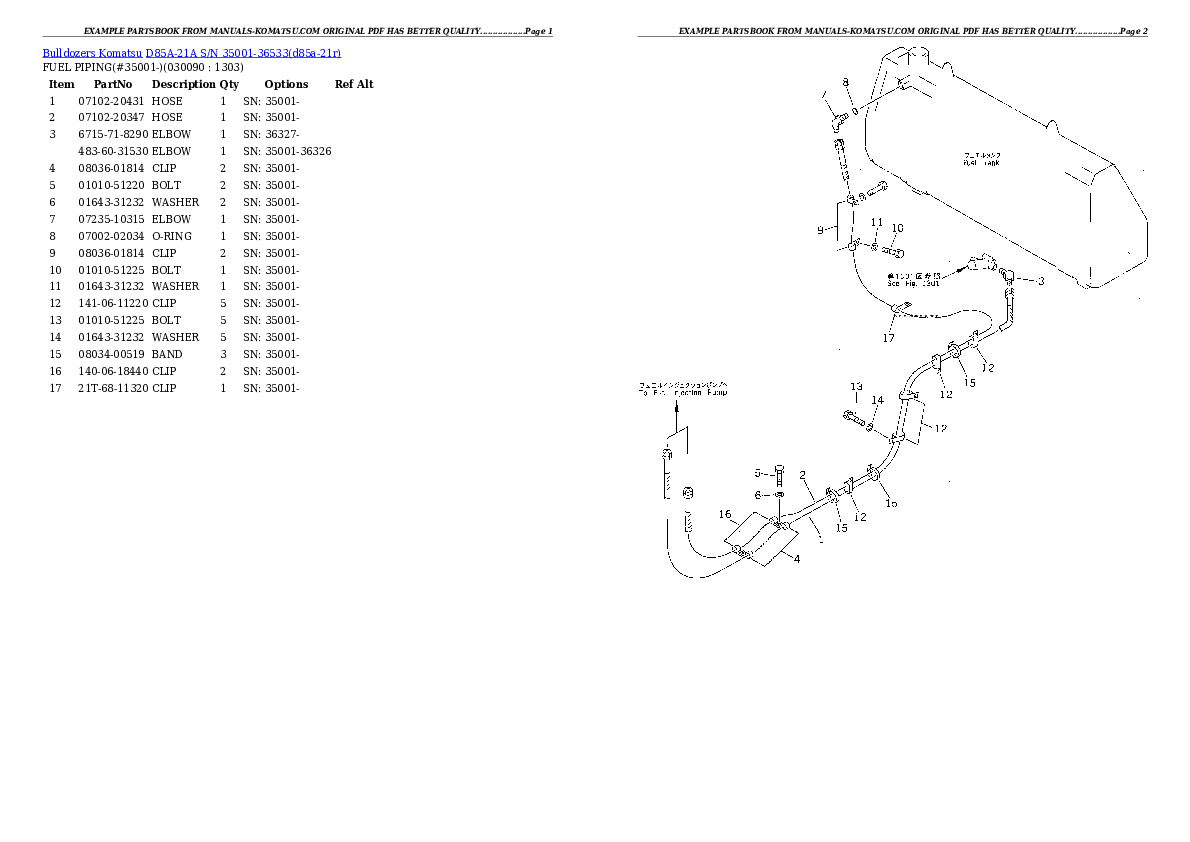 Protected: D85A-21A S/N 35001-36533 Partsbook