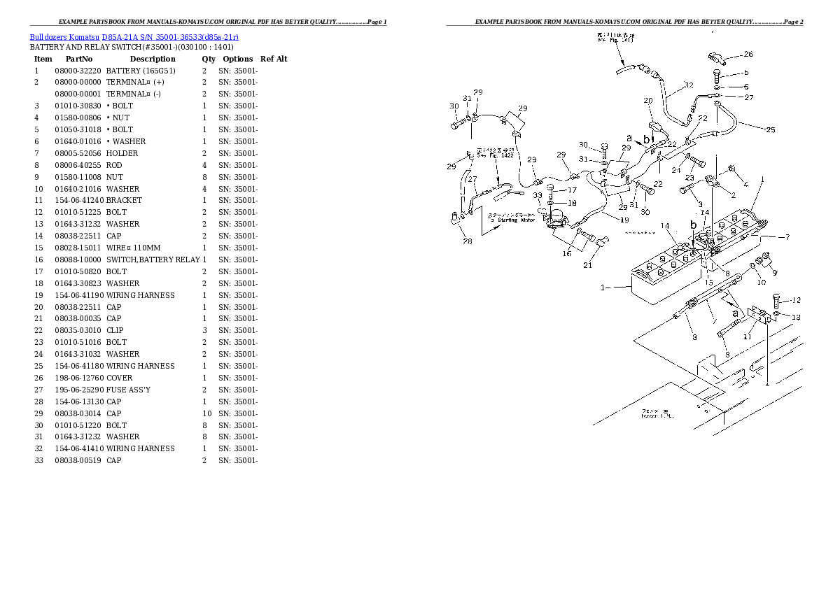Protected: D85A-21A S/N 35001-36533 Partsbook
