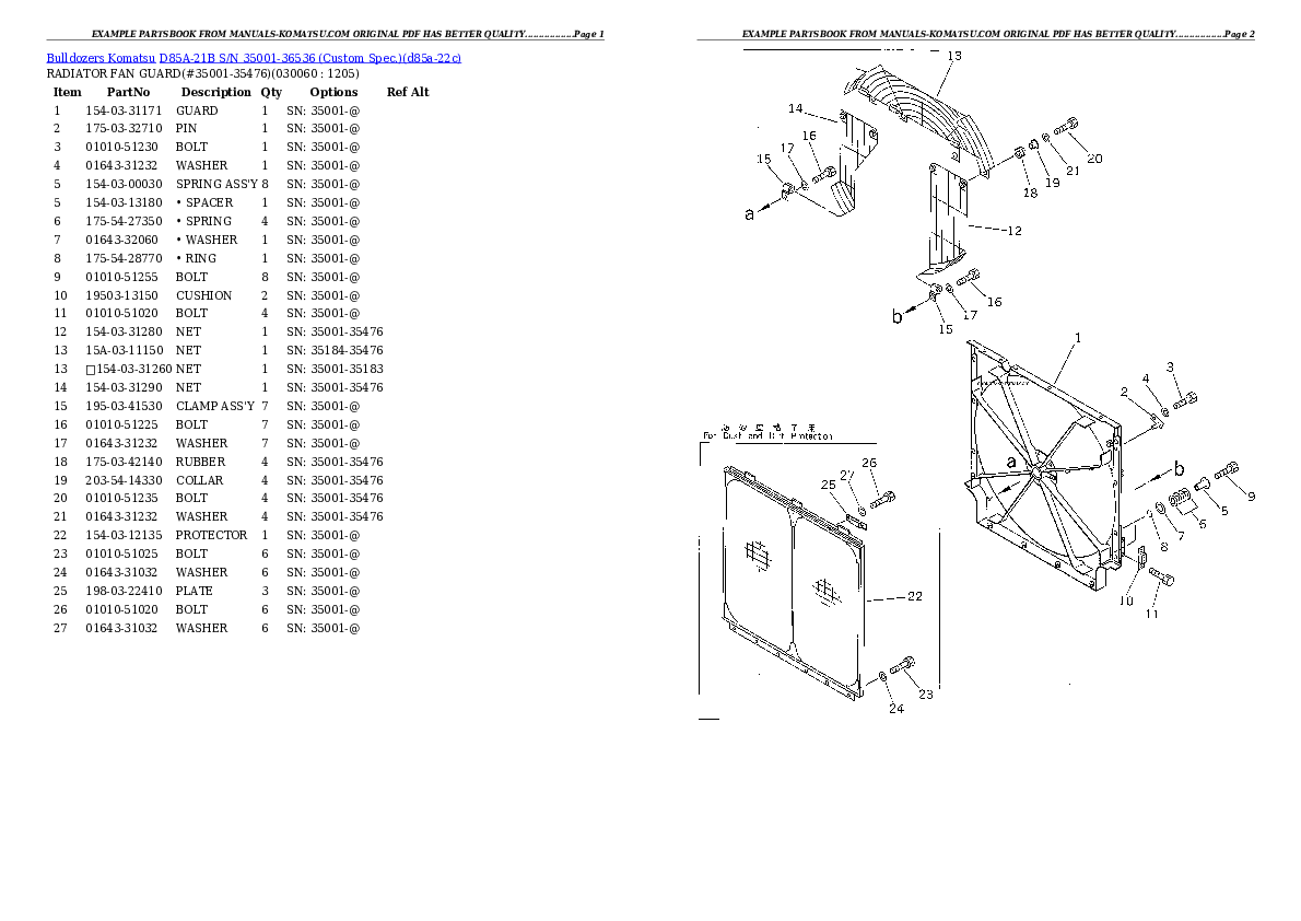 Protected: D85A-21B S/N 35001-36536 (Custom Spec.) Partsbook