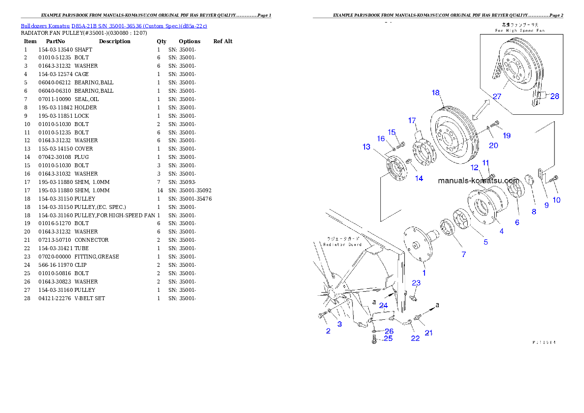 Protected: D85A-21B S/N 35001-36536 (Custom Spec.) Partsbook