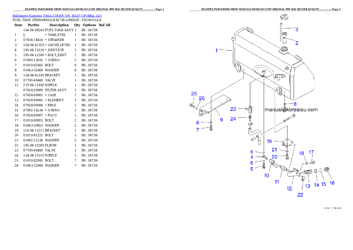 Protected: D85A-21B-ER S/N 36537-UP Partsbook