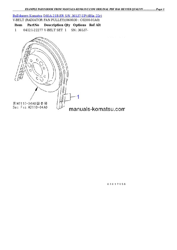 Protected: D85A-21B-ER S/N 36537-UP Partsbook