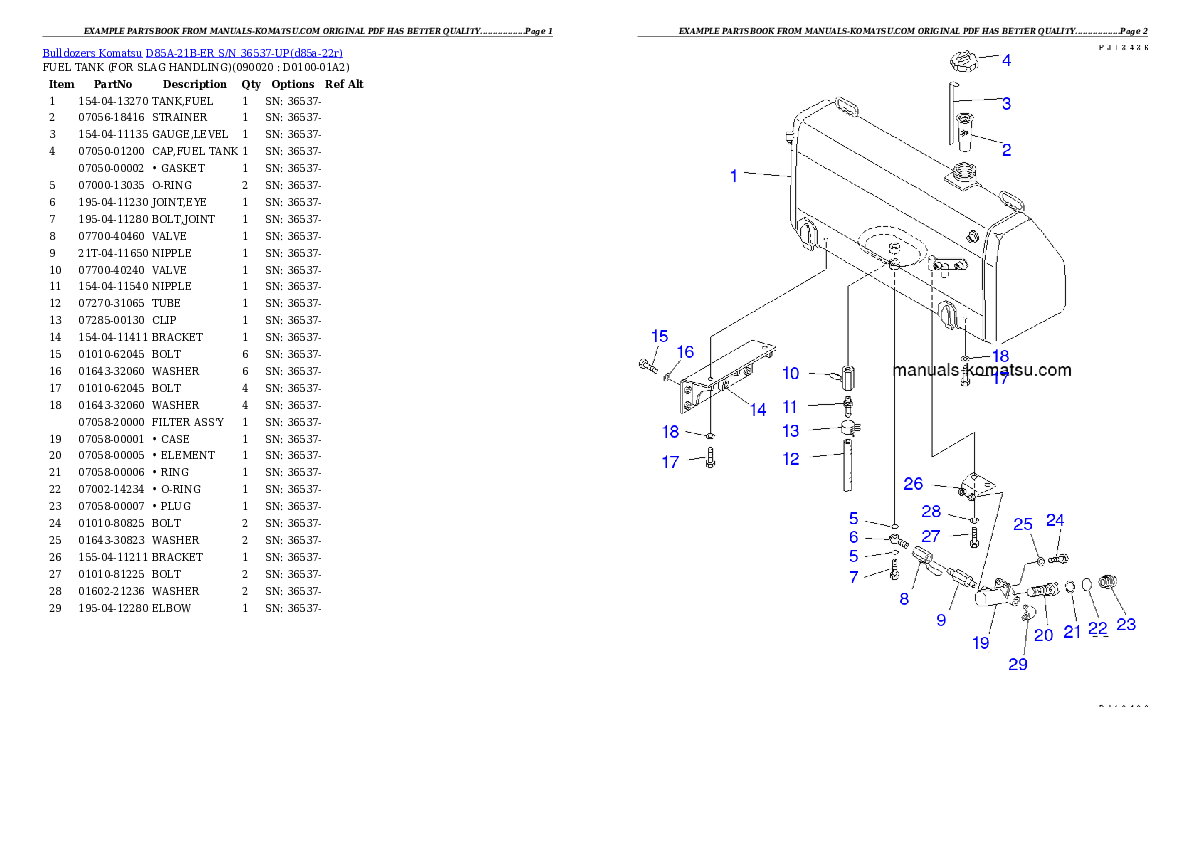 Protected: D85A-21B-ER S/N 36537-UP Partsbook