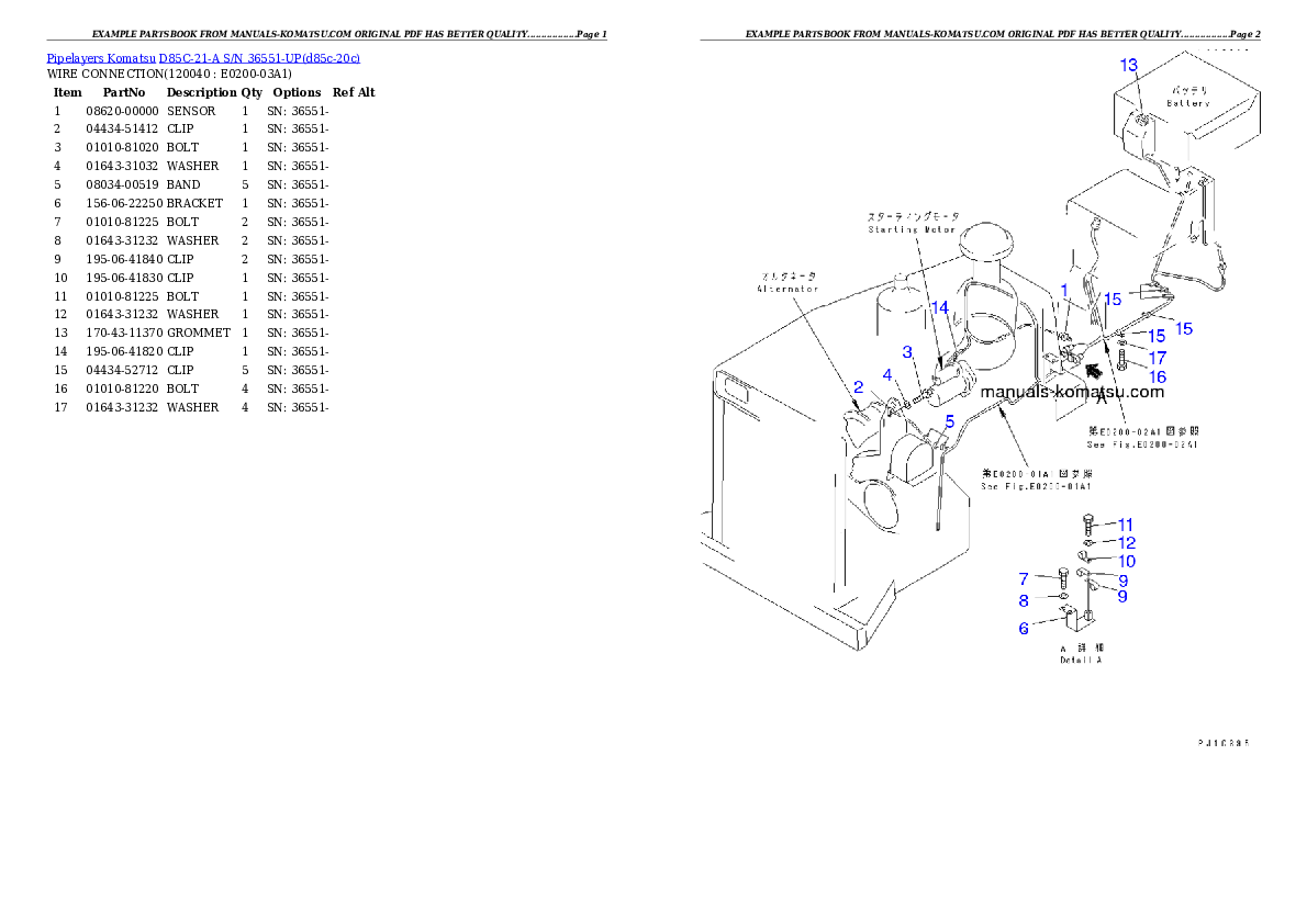 Protected: D85C-21-A S/N 36551-UP Partsbook