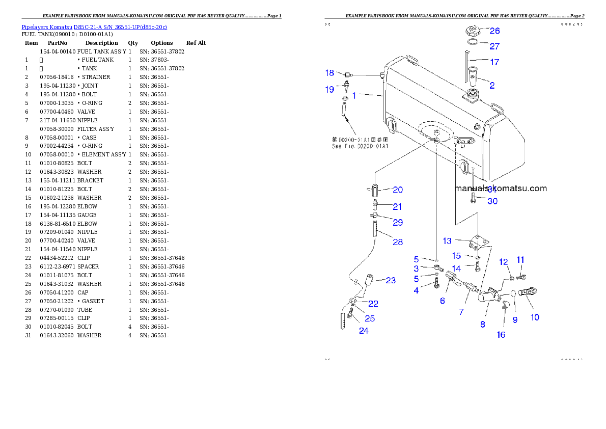 Protected: D85C-21-A S/N 36551-UP Partsbook