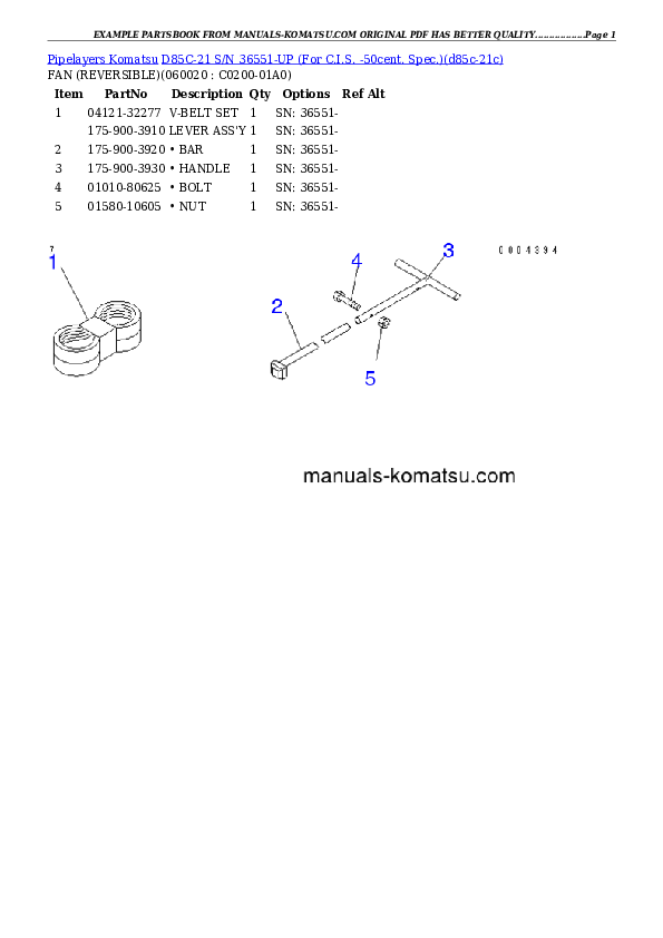 Protected: D85C-21 S/N 36551-UP (For C.I.S. -50cent. Spec.) Partsbook