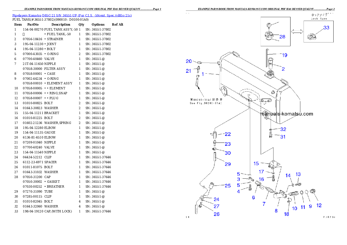 Protected: D85C-21 S/N 36551-UP (For C.I.S. -50cent. Spec.) Partsbook