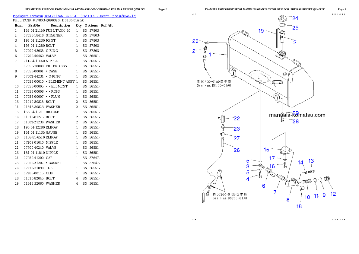 Protected: D85C-21 S/N 36551-UP (For C.I.S. -50cent. Spec.) Partsbook