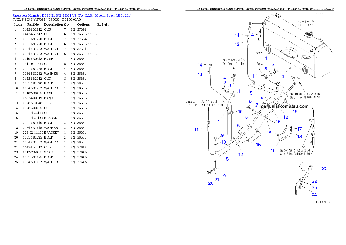 Protected: D85C-21 S/N 36551-UP (For C.I.S. -50cent. Spec.) Partsbook