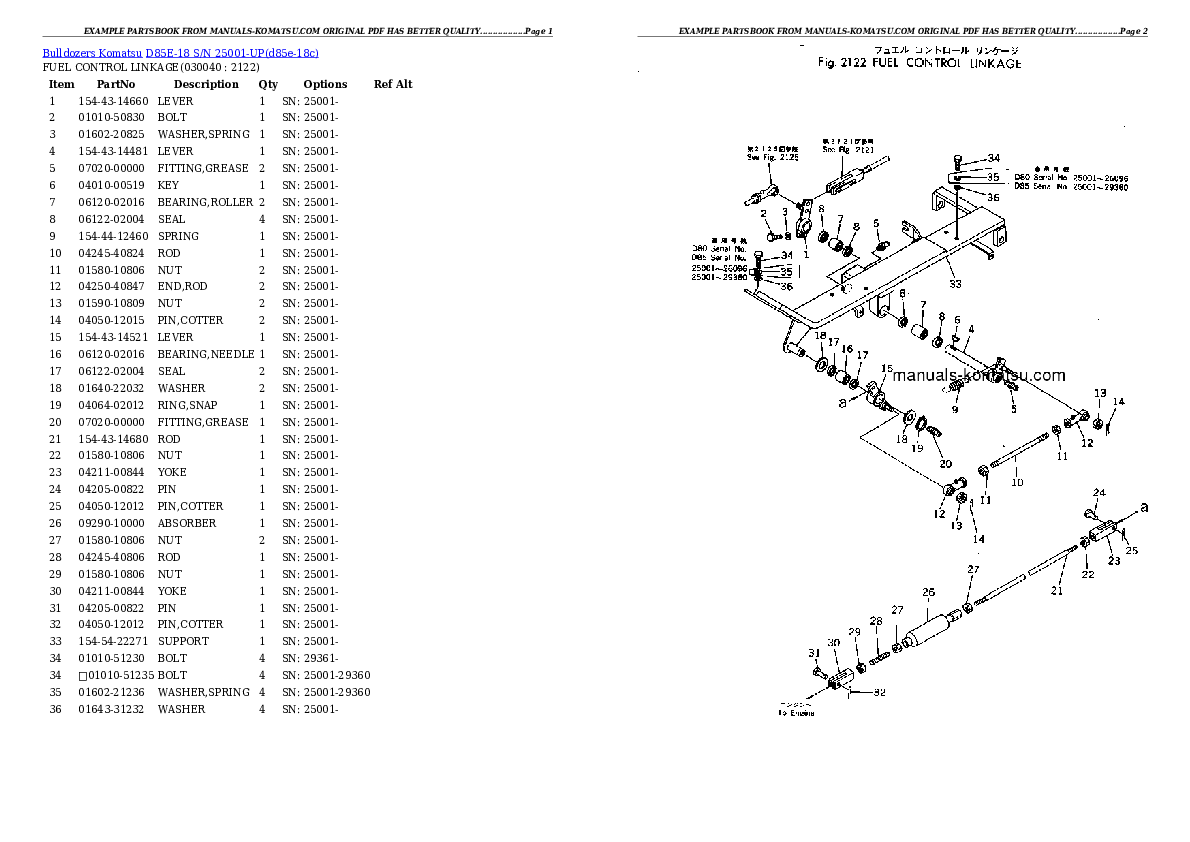Protected: D85E-18 S/N 25001-UP Partsbook