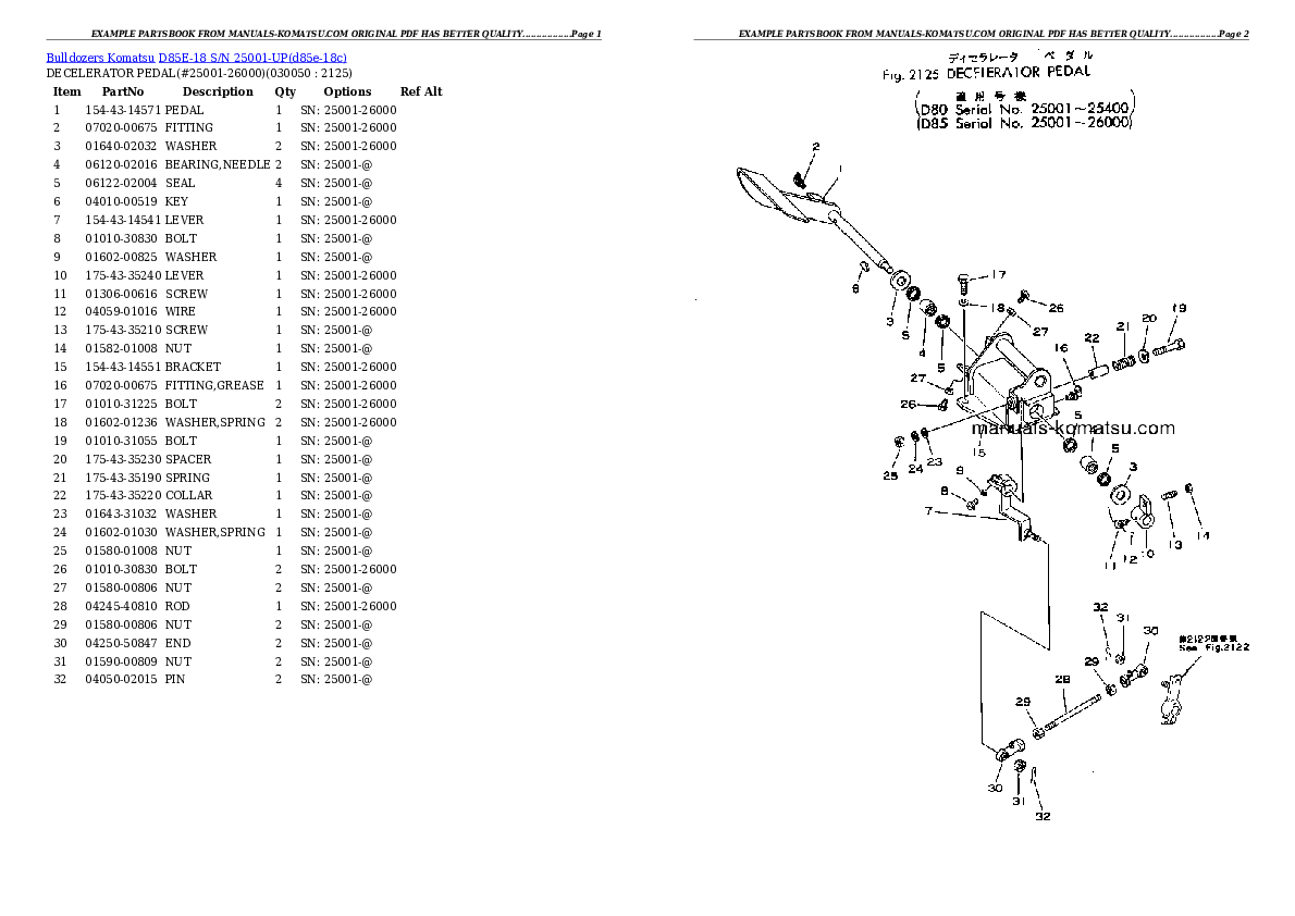 Protected: D85E-18 S/N 25001-UP Partsbook