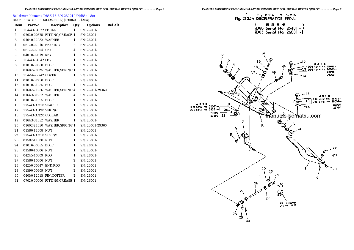 Protected: D85E-18 S/N 25001-UP Partsbook