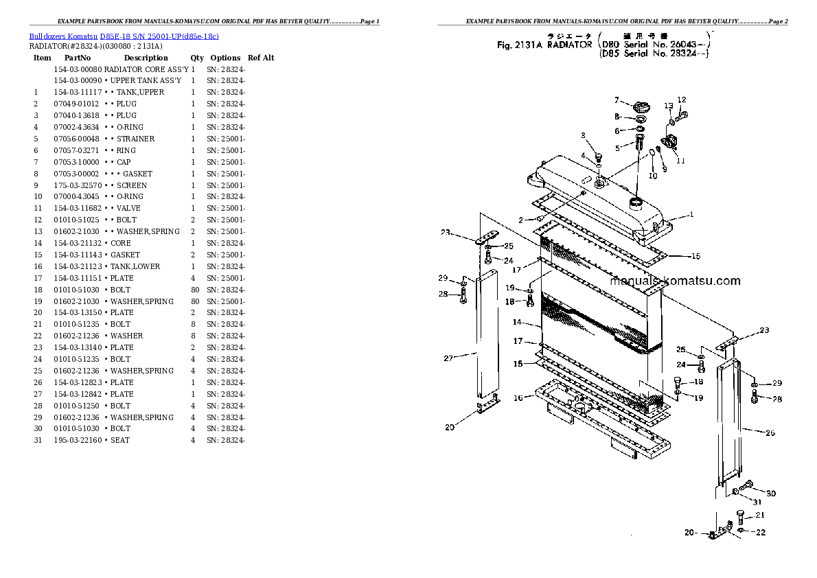Protected: D85E-18 S/N 25001-UP Partsbook