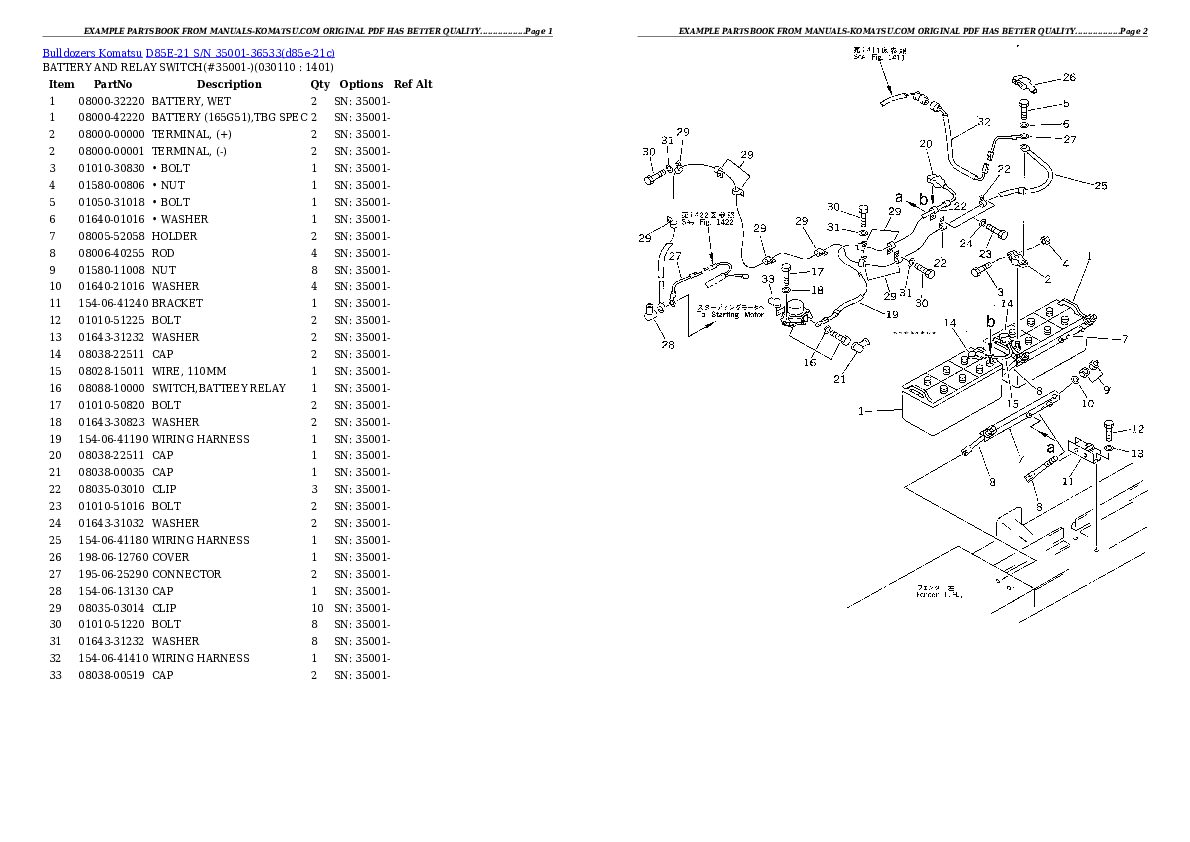 Protected: D85E-21 S/N 35001-36533 Partsbook