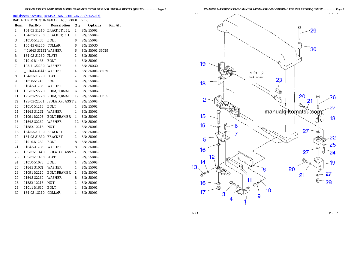 Protected: D85E-21 S/N 35001-36533 Partsbook