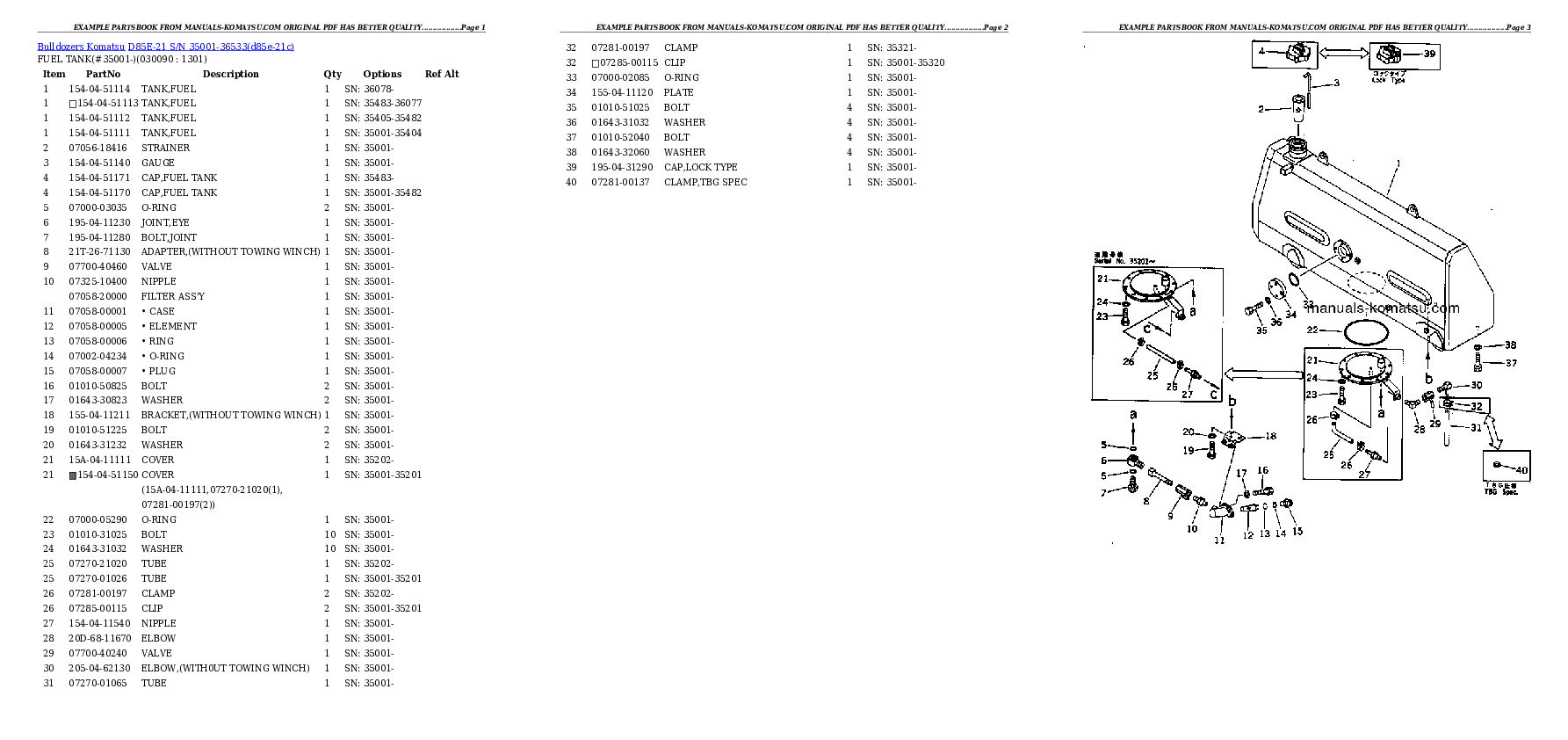 Protected: D85E-21 S/N 35001-36533 Partsbook