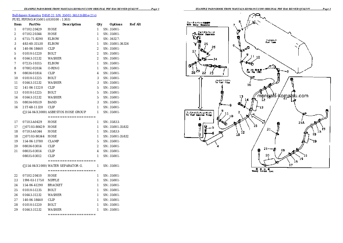 Protected: D85E-21 S/N 35001-36533 Partsbook