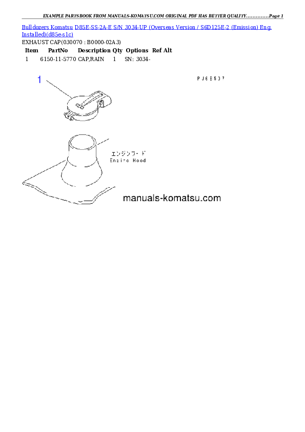 Protected: D85E-SS-2A-E S/N 3034-UP (Overseas Version / S6D125E-2 (Emission) Eng. Installed) Partsbook