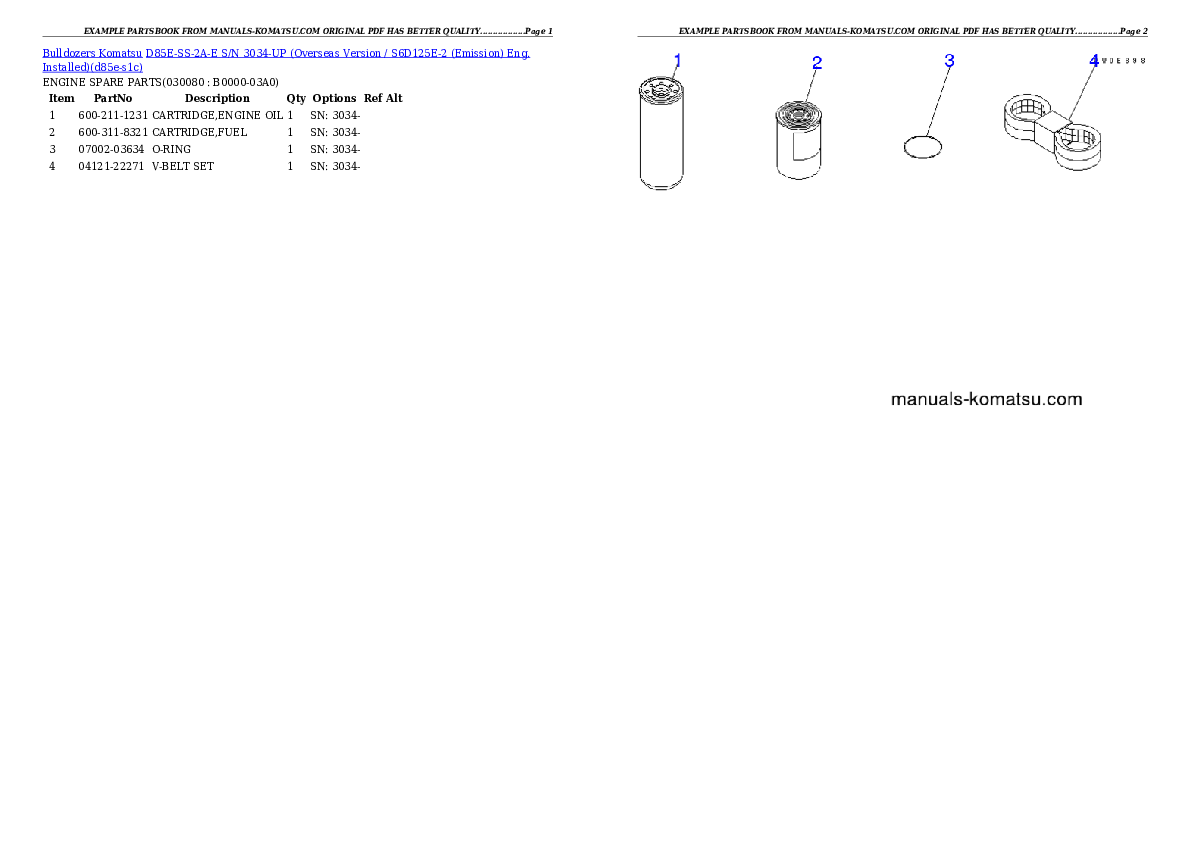 Protected: D85E-SS-2A-E S/N 3034-UP (Overseas Version / S6D125E-2 (Emission) Eng. Installed) Partsbook