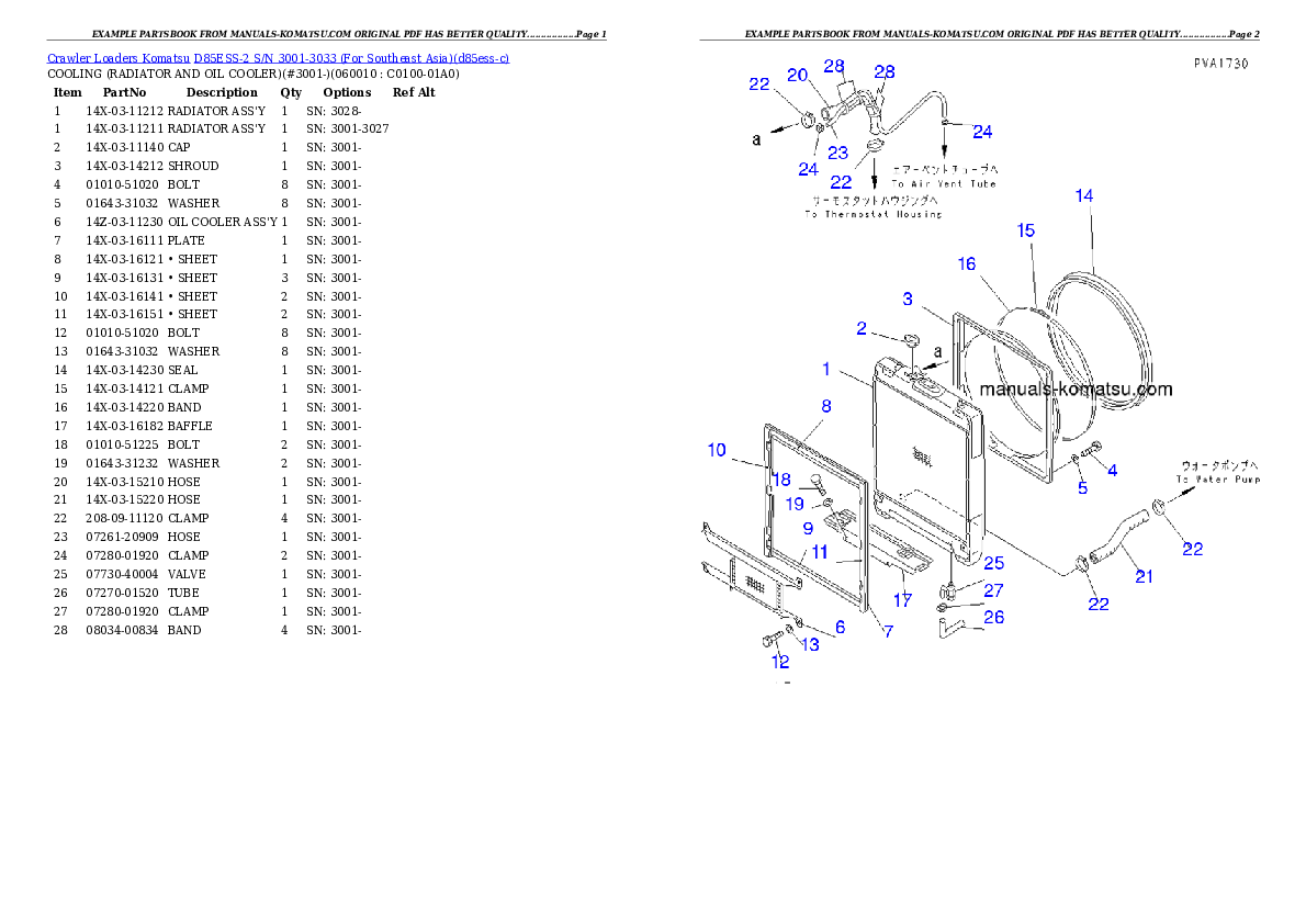 Protected: D85ESS-2 S/N 3001-3033 (For Southeast Asia) Partsbook
