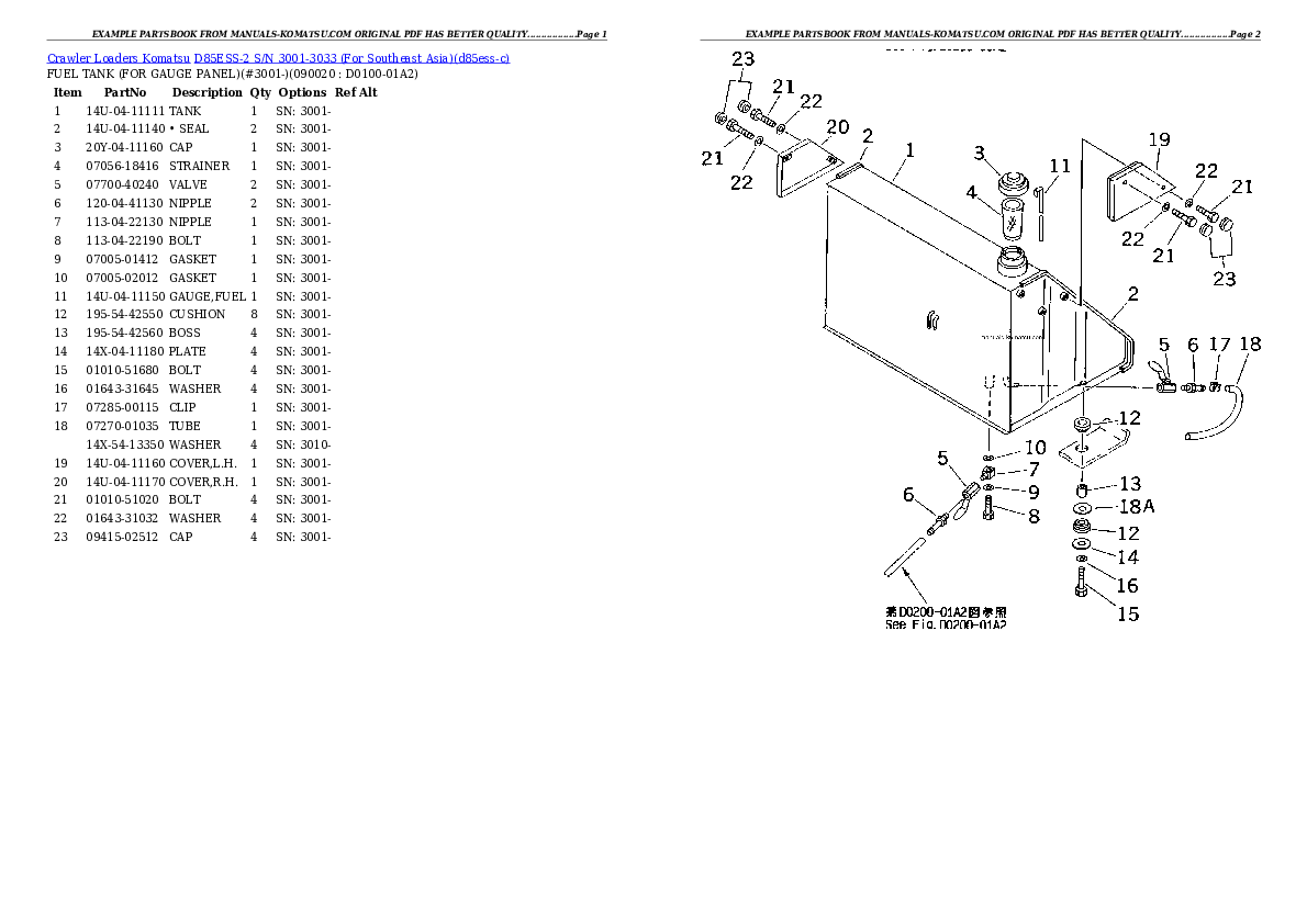 Protected: D85ESS-2 S/N 3001-3033 (For Southeast Asia) Partsbook