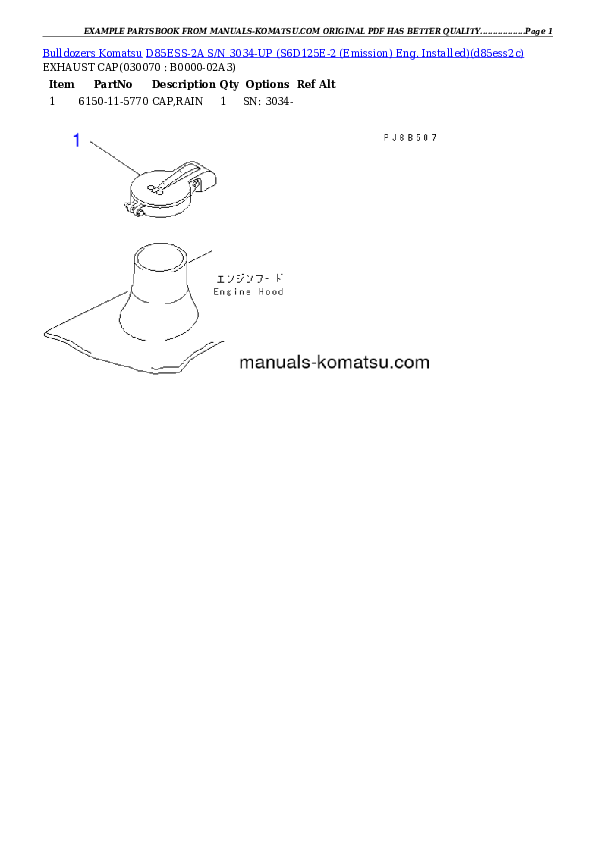 Protected: D85ESS-2A S/N 3034-UP (S6D125E-2 (Emission) Eng. Installed) Partsbook