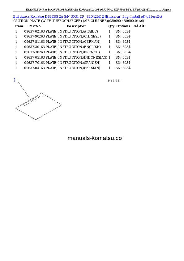 Protected: D85ESS-2A S/N 3034-UP (S6D125E-2 (Emission) Eng. Installed) Partsbook