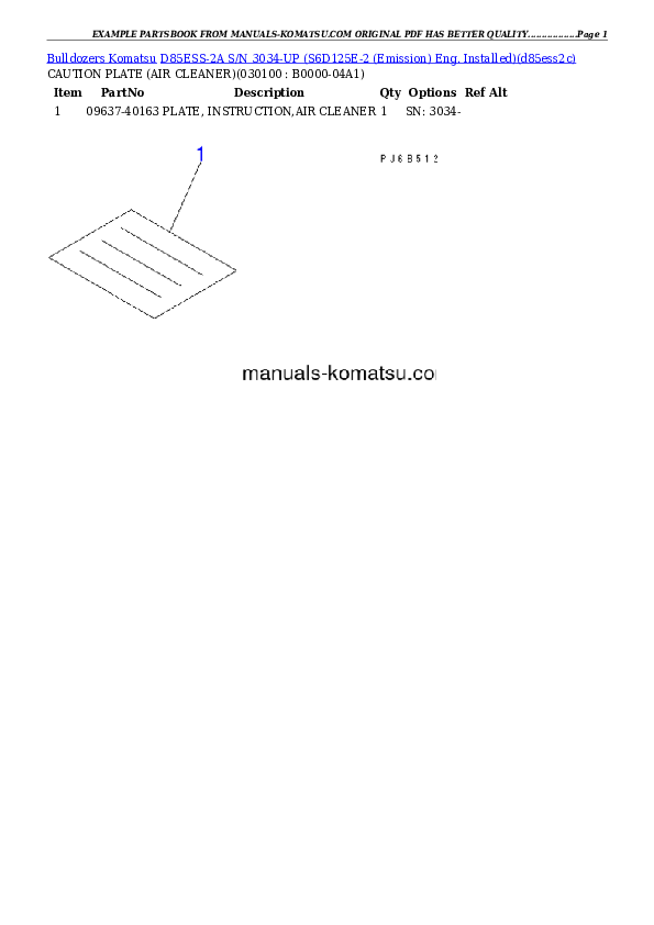 Protected: D85ESS-2A S/N 3034-UP (S6D125E-2 (Emission) Eng. Installed) Partsbook