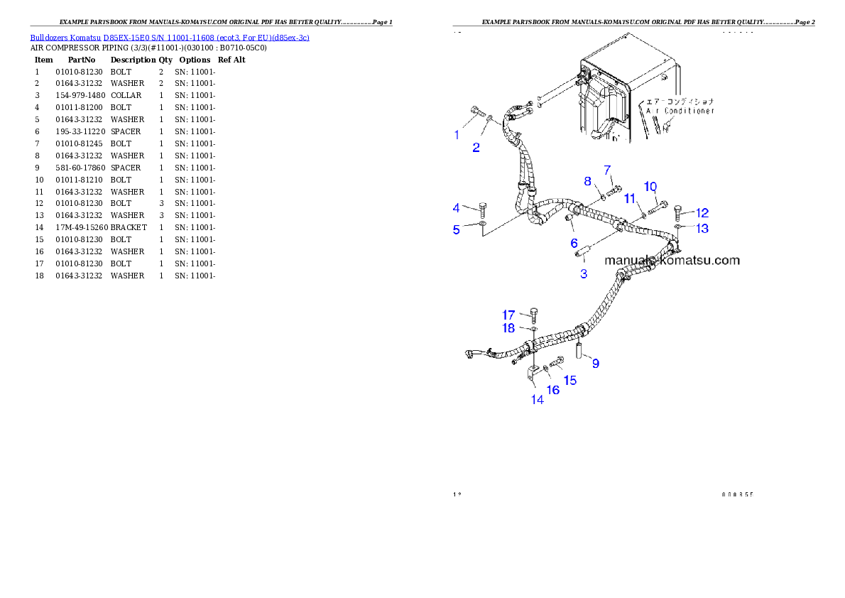 Protected: D85EX-15E0 S/N 11001-11608 (ecot3, For EU) Partsbook
