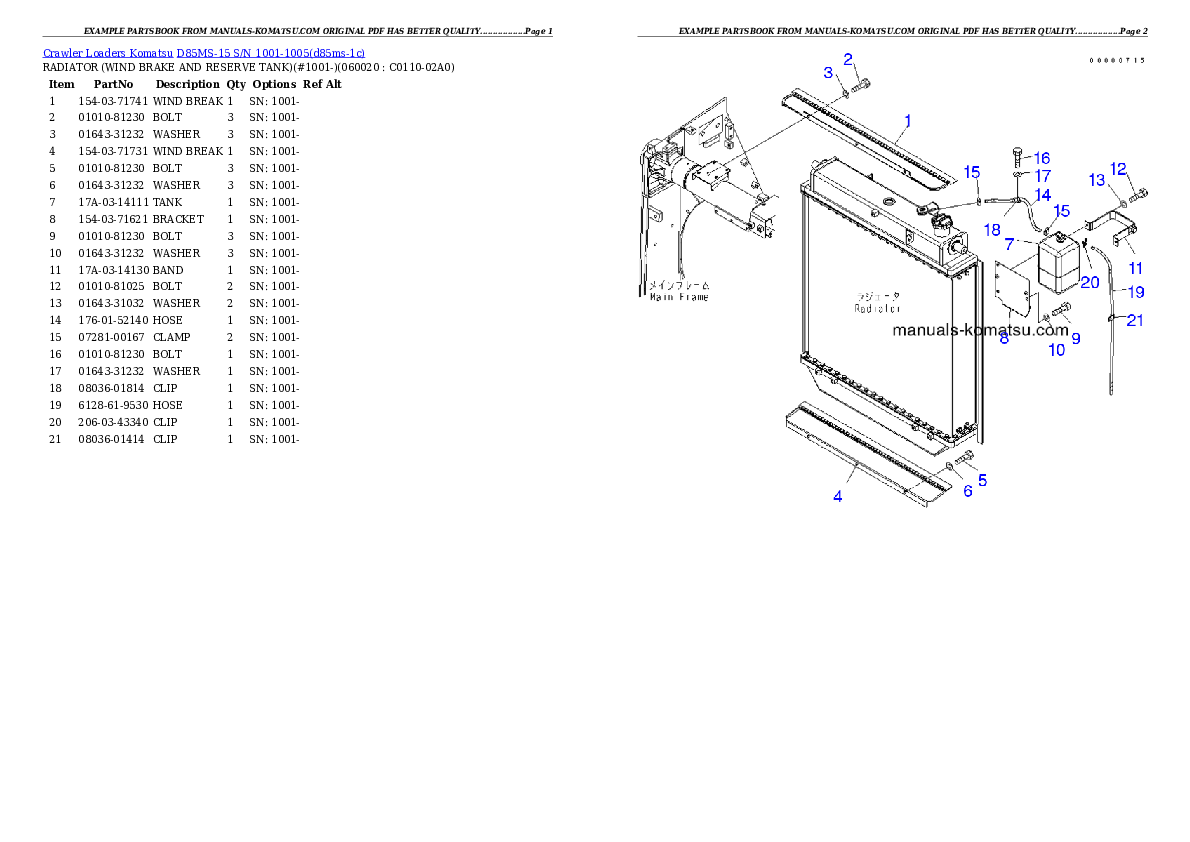 Protected: D85MS-15 S/N 1001-1005 Partsbook