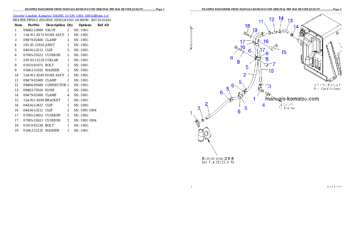 Protected: D85MS-15 S/N 1001-1005 Partsbook