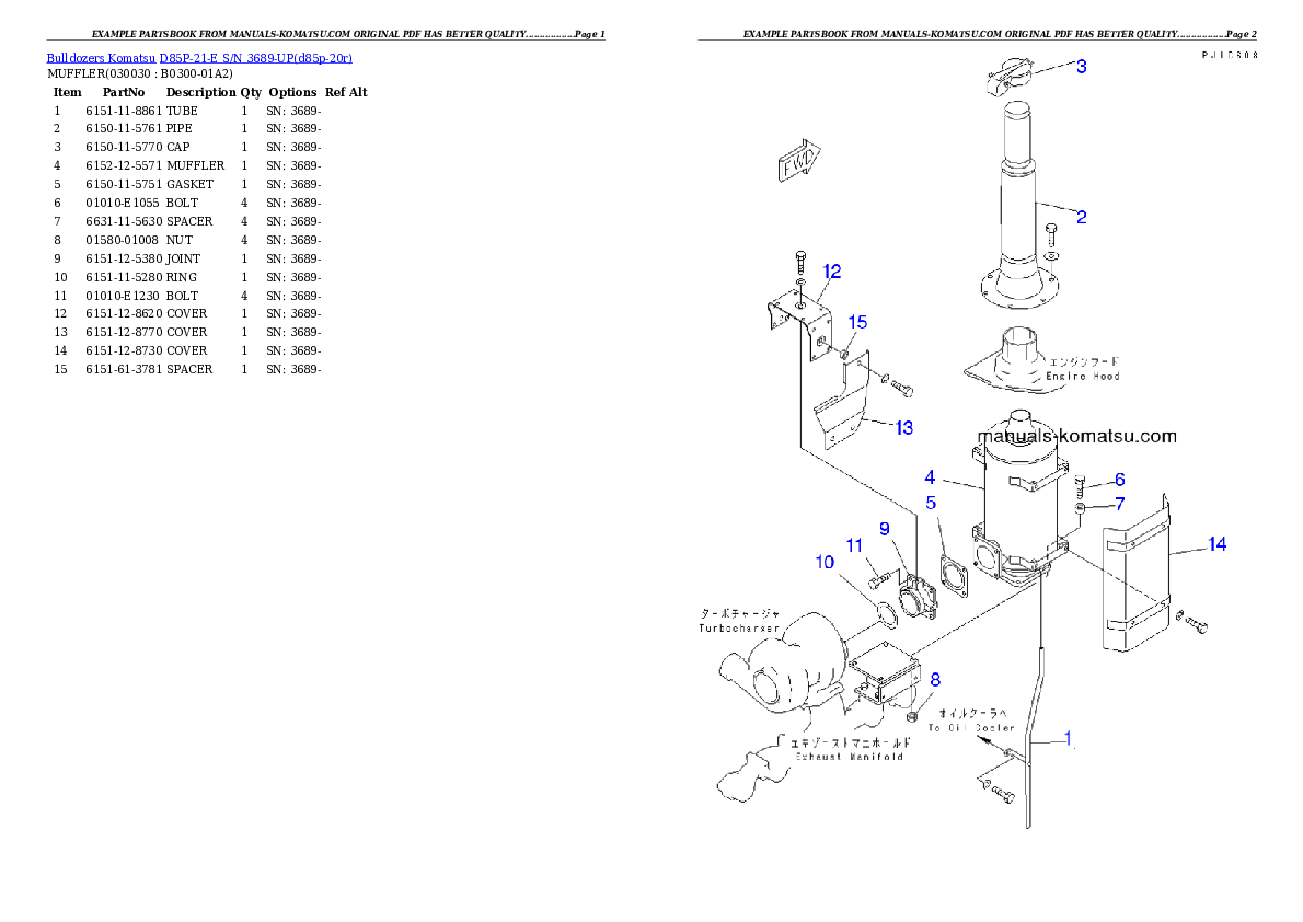 D85P-21-E S/N 3689-UP Partsbook