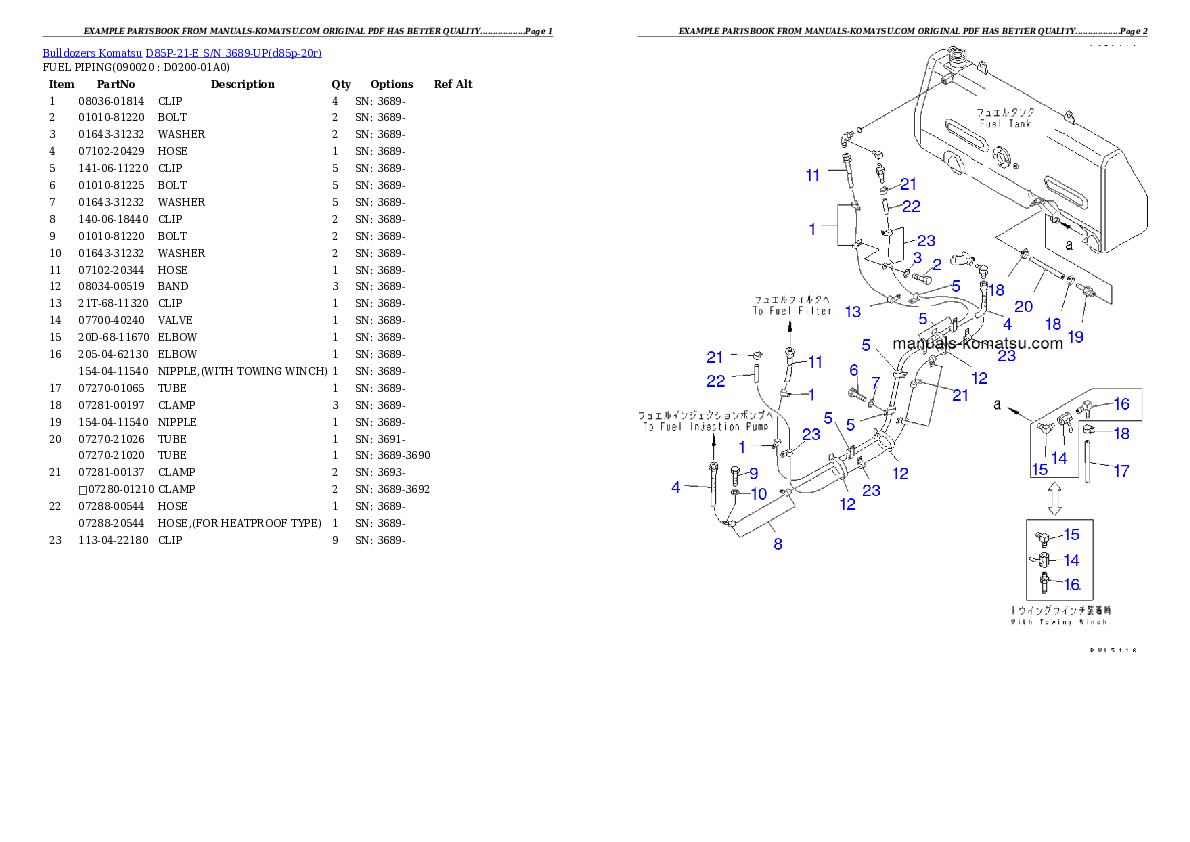 Protected: D85P-21-E S/N 3689-UP Partsbook