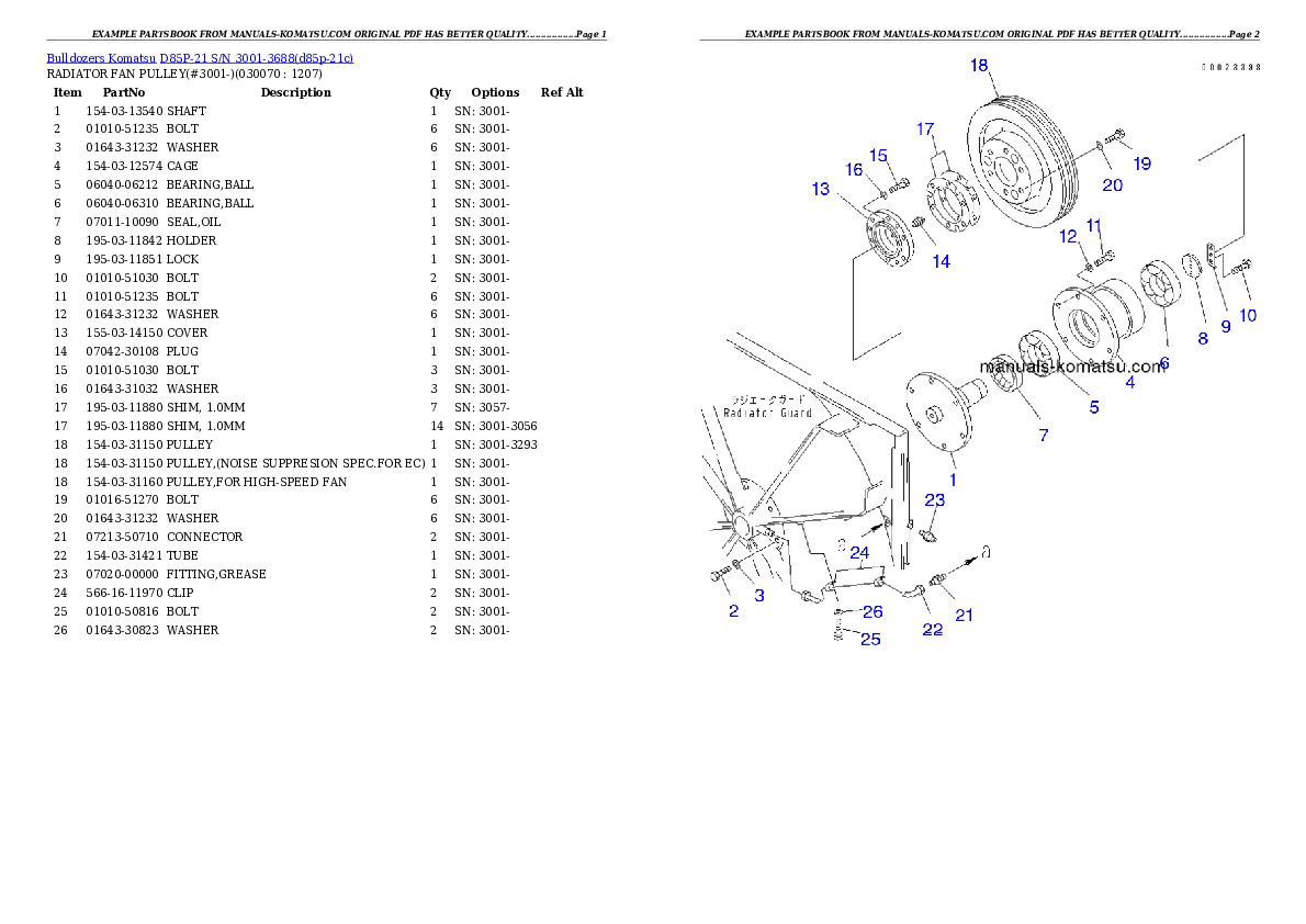 Protected: D85P-21 S/N 3001-3688 Partsbook
