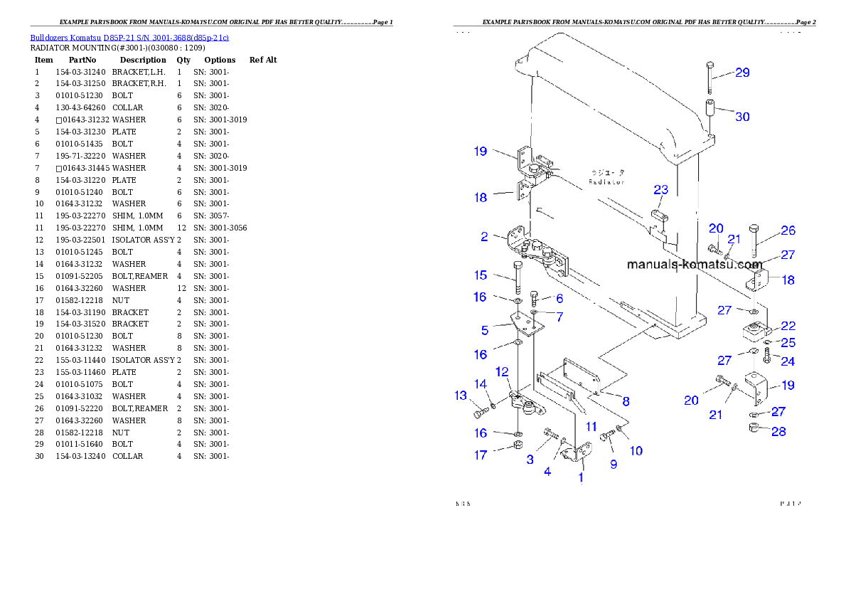 Protected: D85P-21 S/N 3001-3688 Partsbook