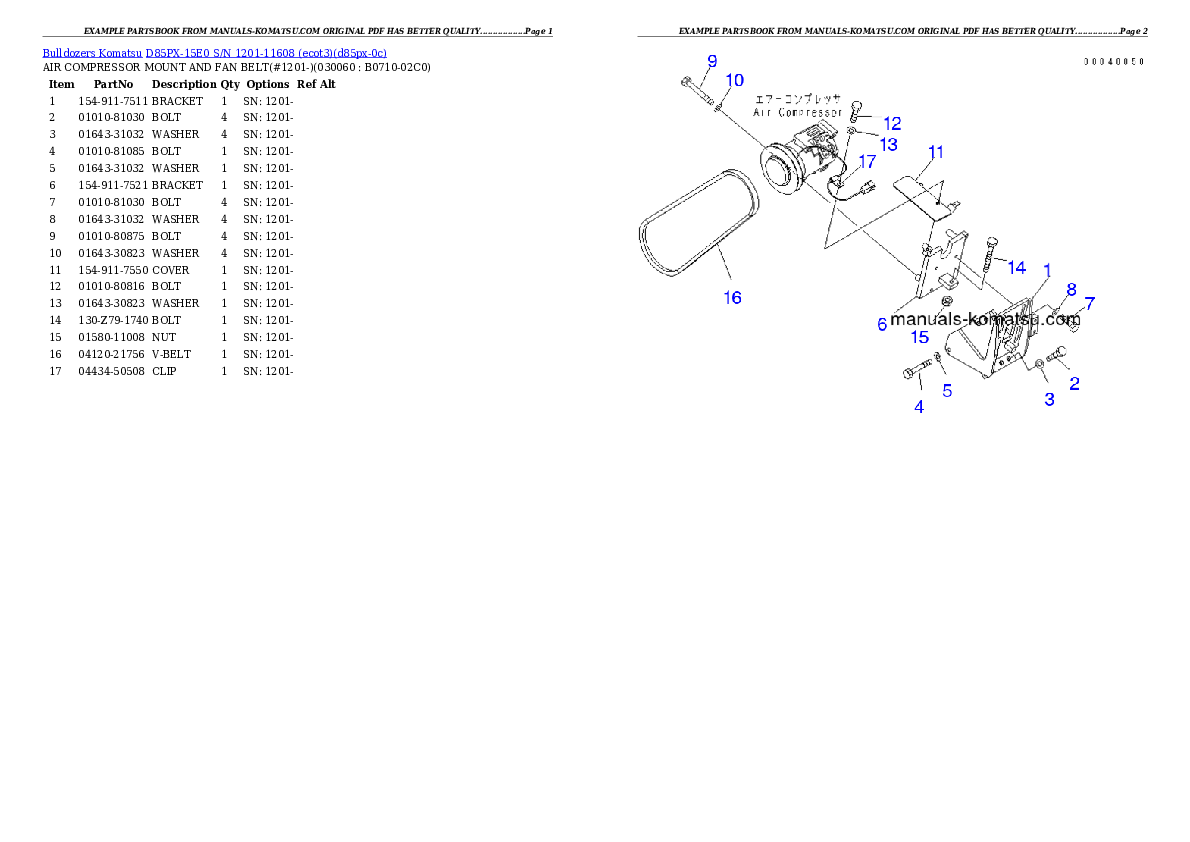 Protected: D85PX-15E0 S/N 1201-11608 (ecot3) Partsbook
