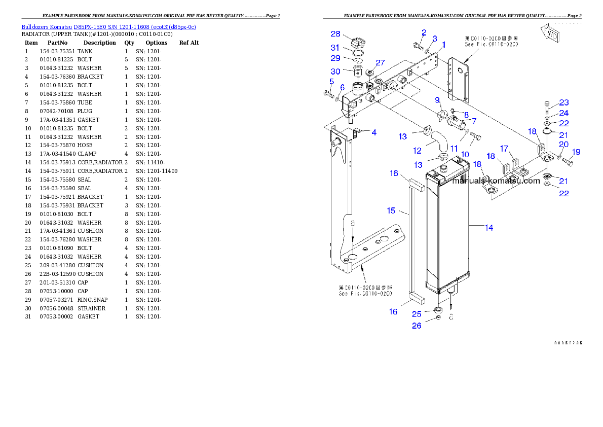 Protected: D85PX-15E0 S/N 1201-11608 (ecot3) Partsbook