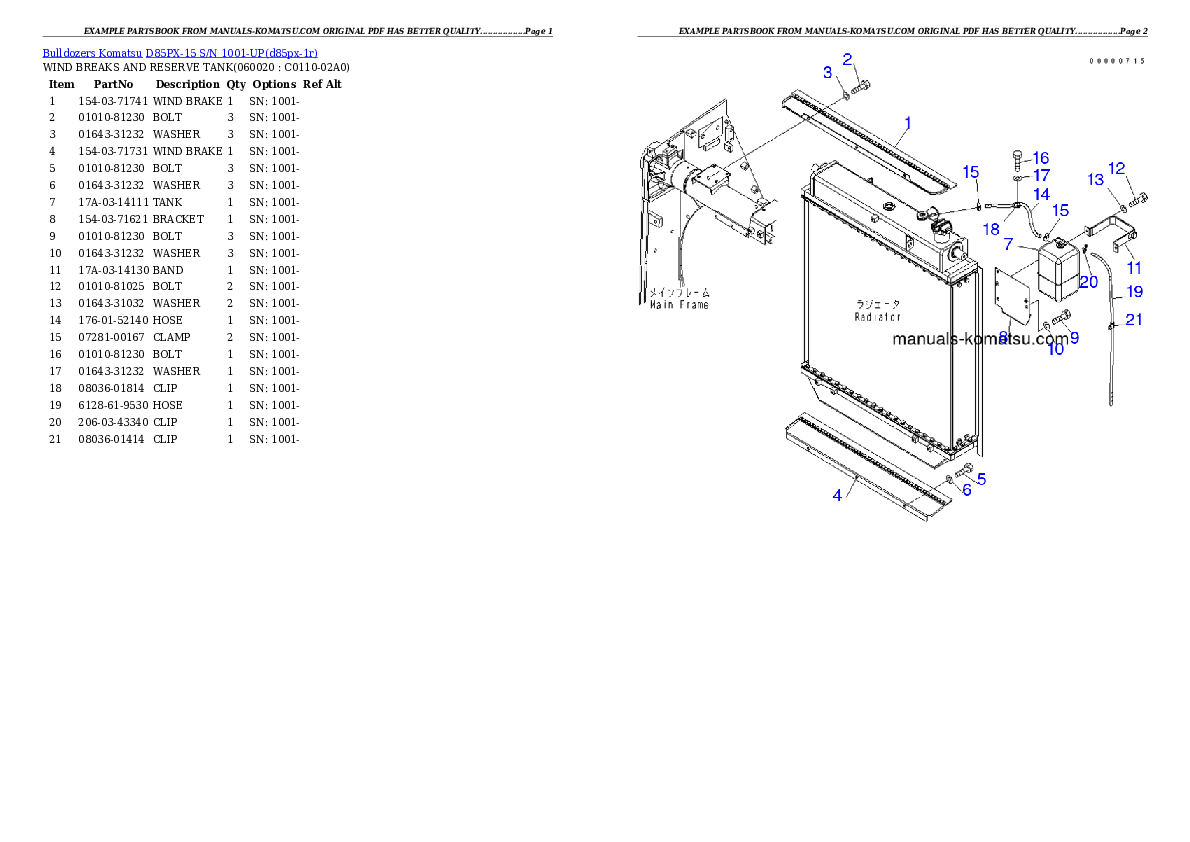 Protected: D85PX-15 S/N 1001-UP Partsbook