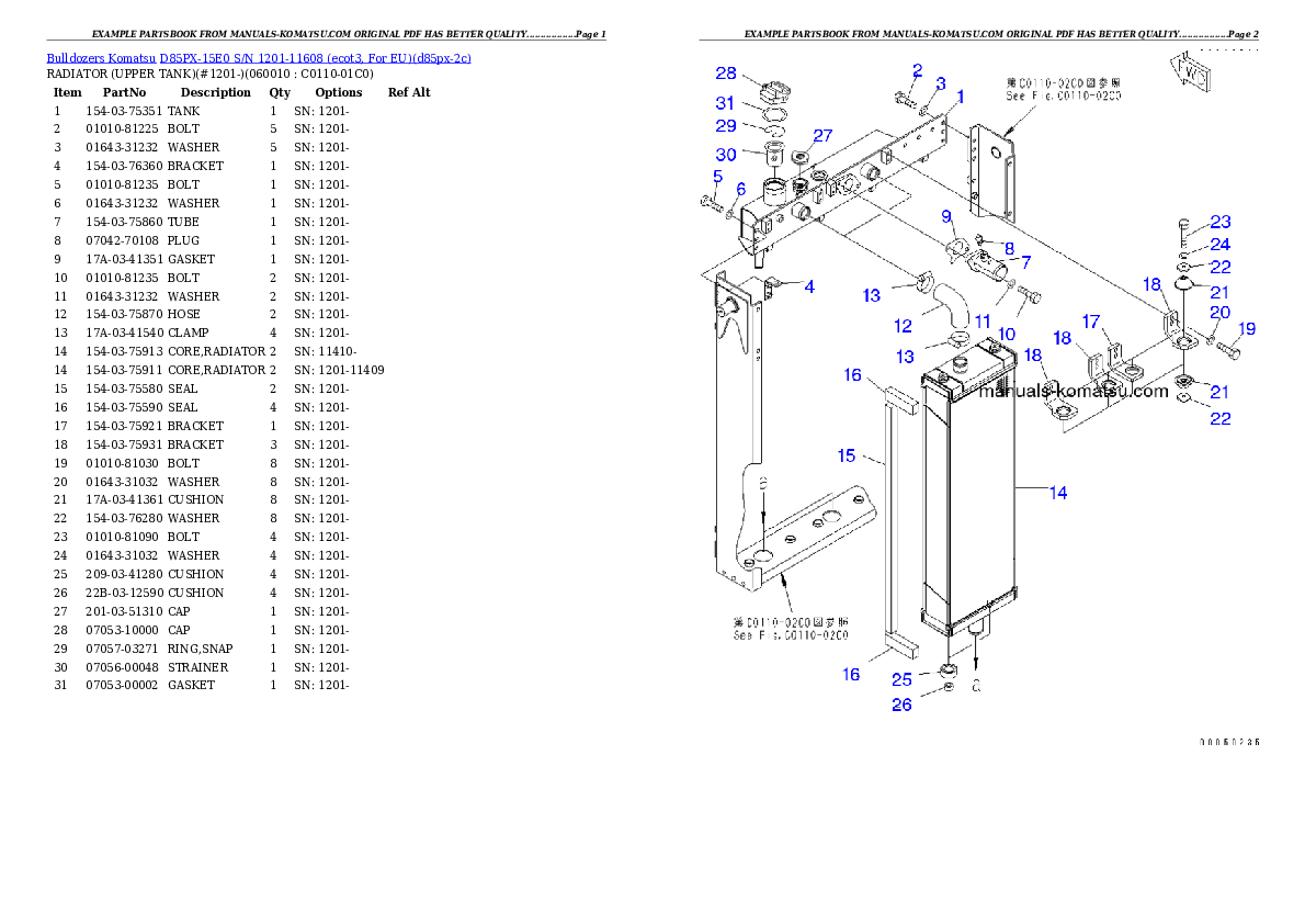 Protected: D85PX-15E0 S/N 1201-11608 (ecot3, For EU) Partsbook