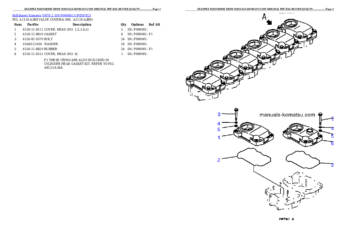 D87E-2 S/N P090001-UP Partsbook