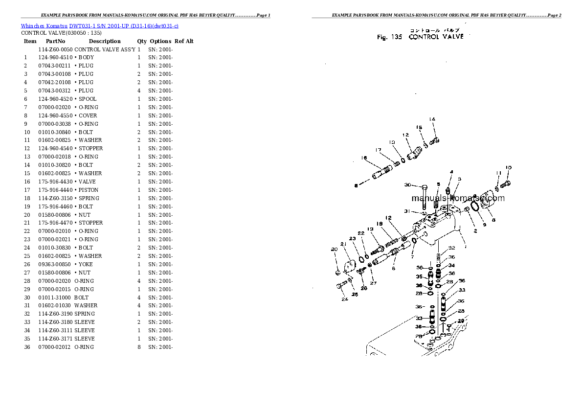 Protected: DWT031-1 S/N 2001-UP (D31-16) Partsbook