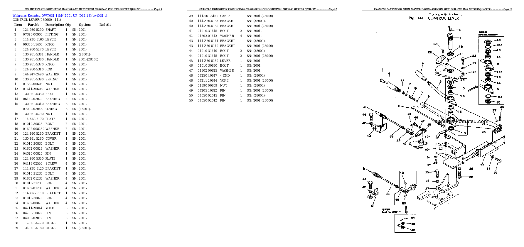 Protected: DWT031-1 S/N 2001-UP (D31-16) Partsbook