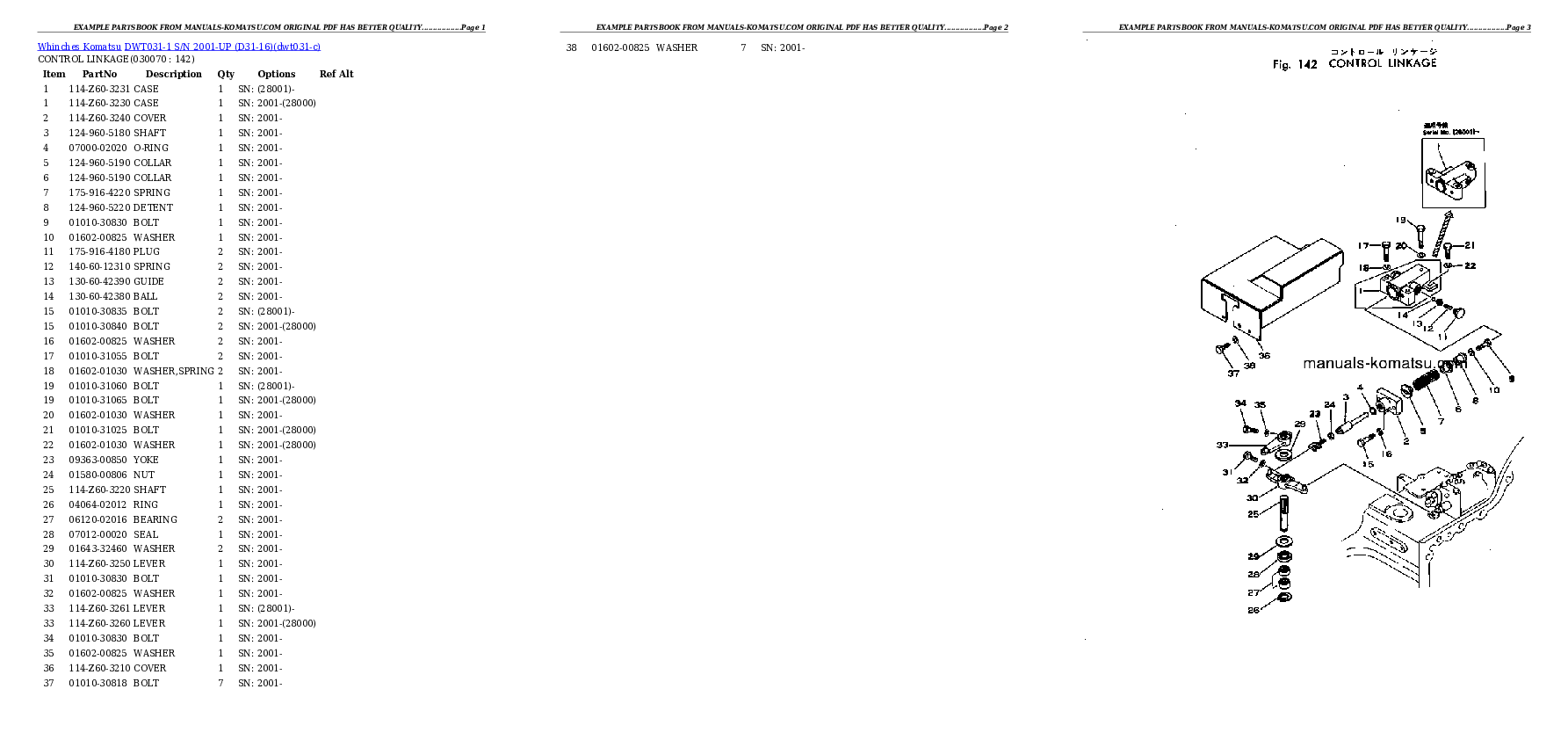 Protected: DWT031-1 S/N 2001-UP (D31-16) Partsbook