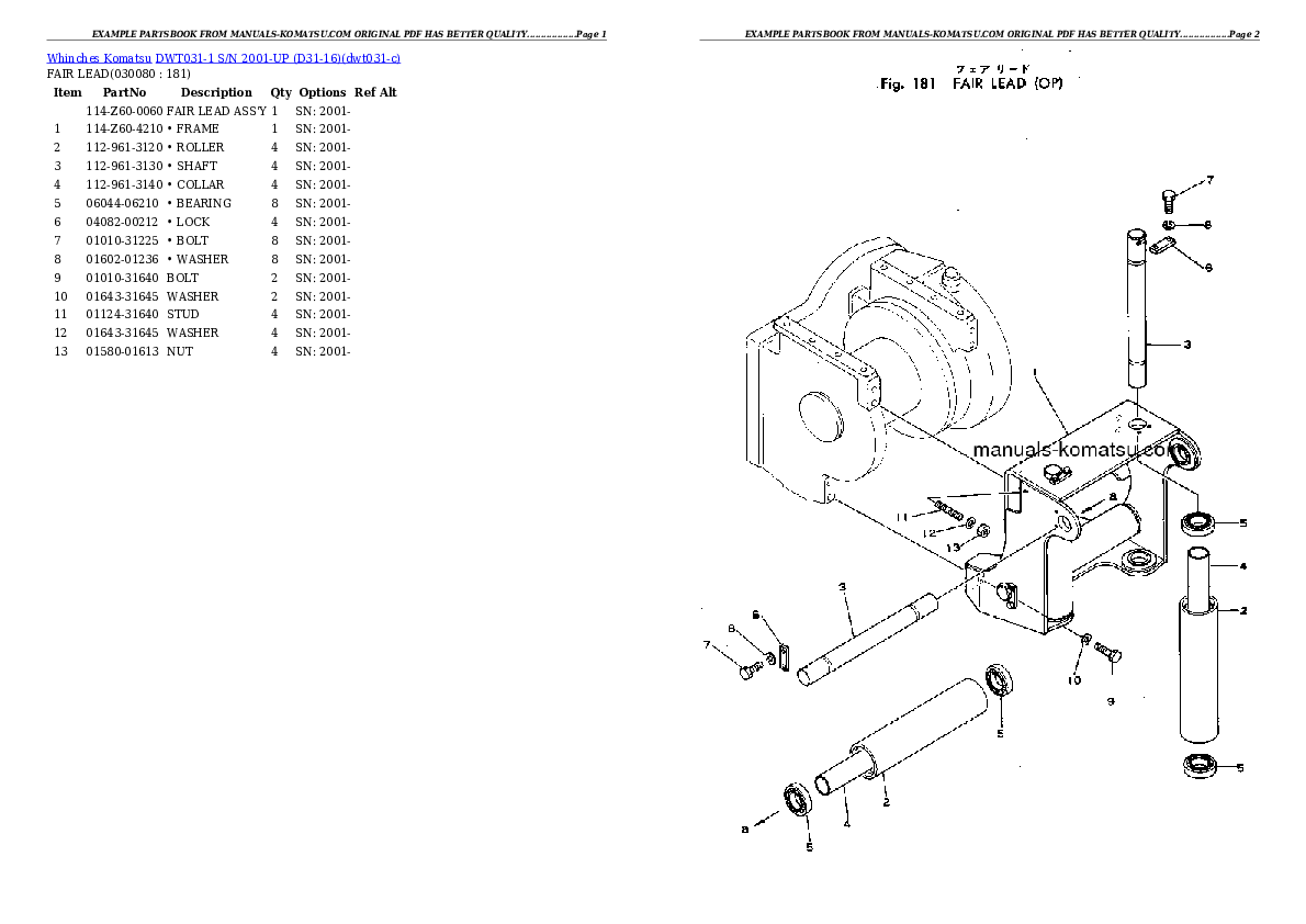 Protected: DWT031-1 S/N 2001-UP (D31-16) Partsbook