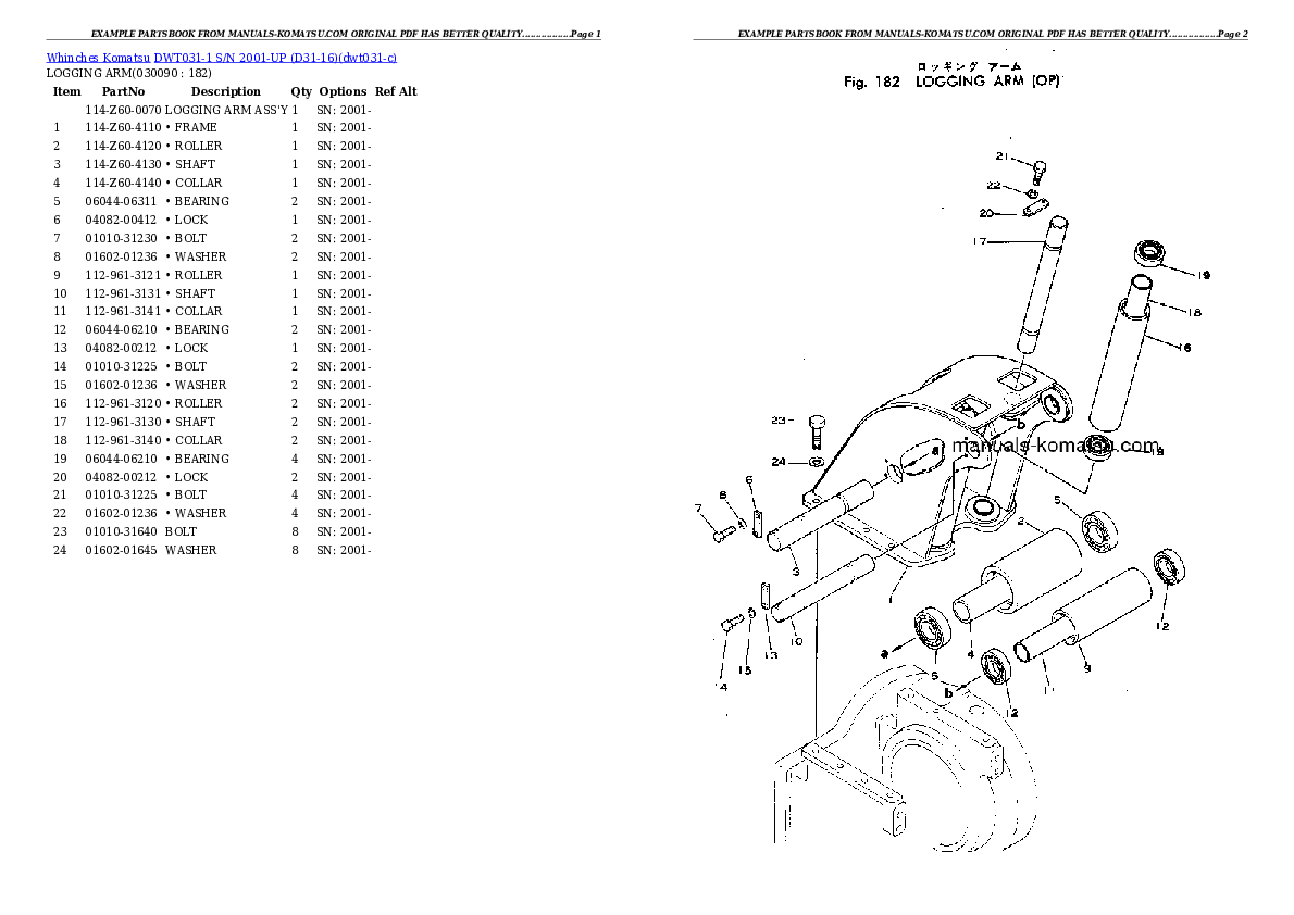 Protected: DWT031-1 S/N 2001-UP (D31-16) Partsbook
