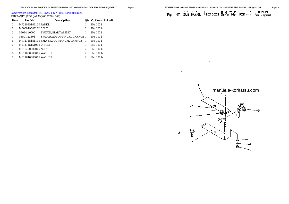Protected: EC105ZS-1 S/N 1001-UP Partsbook